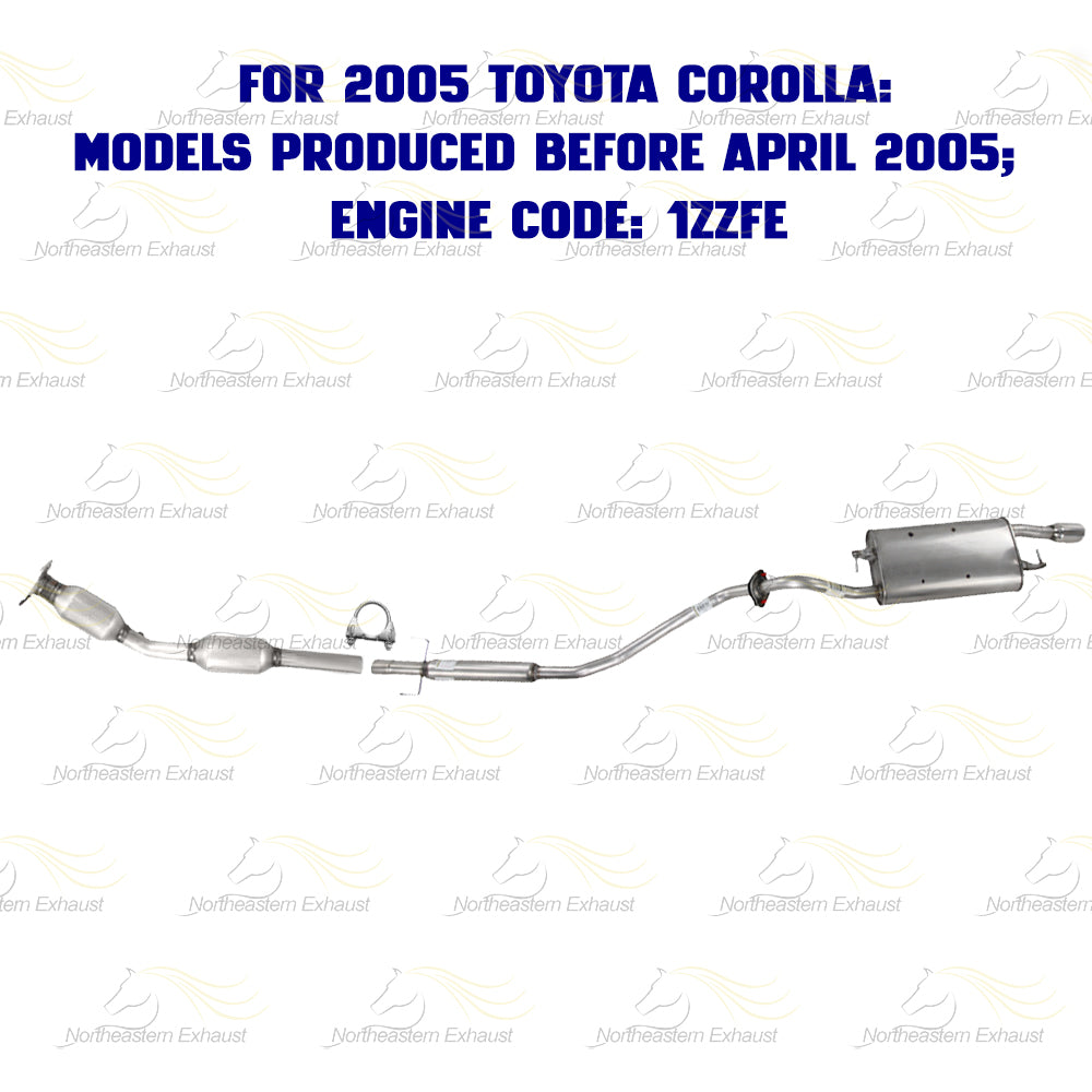 2003-2005 Toyota Corolla 1.8L Catalytic, Resonator Pipe and Muffler EPA