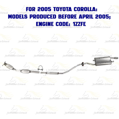 2003-2005 Toyota Corolla 1.8L Catalytic, Resonator Pipe and Muffler EPA