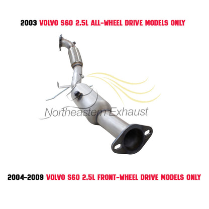 Northeastern Exhaust | Stainless Steel EPA-Approved-Catalytic Resonator Pipe Muffler Exhaust System Kit Compatible for Volvo S60 2003-2009 2.5L | Free Gasket and Clamps