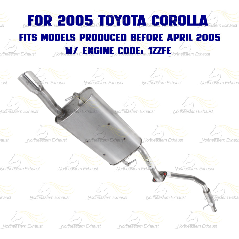 2003-2005 Toyota Corolla 1.8L Exhaust Resonator & Muffler w/ Hanger Stainless Steel
