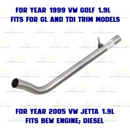 Exhaust Pipe for 1999-2006 Volkswagen Beetle & Golf and 1999-2005 Jetta 1.9L