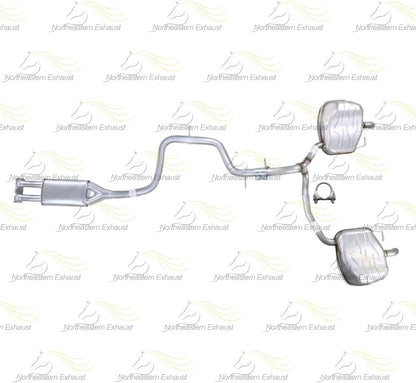 Northeastern Exhaust | Stainless Steel - Resonator Pipe with Pair of Muffler Exhaust System Kit Compatible for 2008-2010Volvo V70 3.2L | Free Clamps and Flange Gasket Included