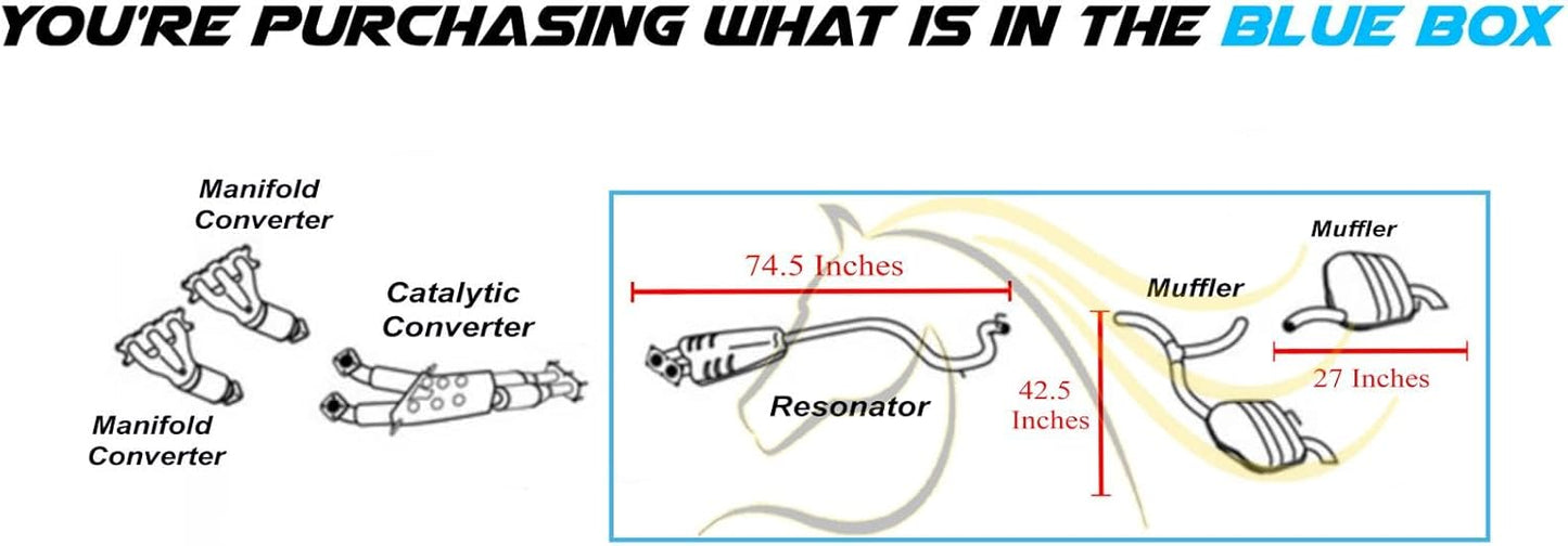 Northeastern Exhaust | Stainless Steel - Resonator Pipe with Pair of Muffler Exhaust System Kit Compatible for 2008-2010Volvo V70 3.2L | Free Clamps and Flange Gasket Included