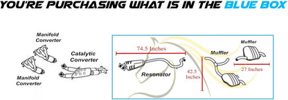 Northeastern Exhaust | Stainless Steel - Resonator Pipe with Pair of Muffler Exhaust System Kit Compatible for 2008-2010Volvo V70 3.2L | Free Clamps and Flange Gasket Included
