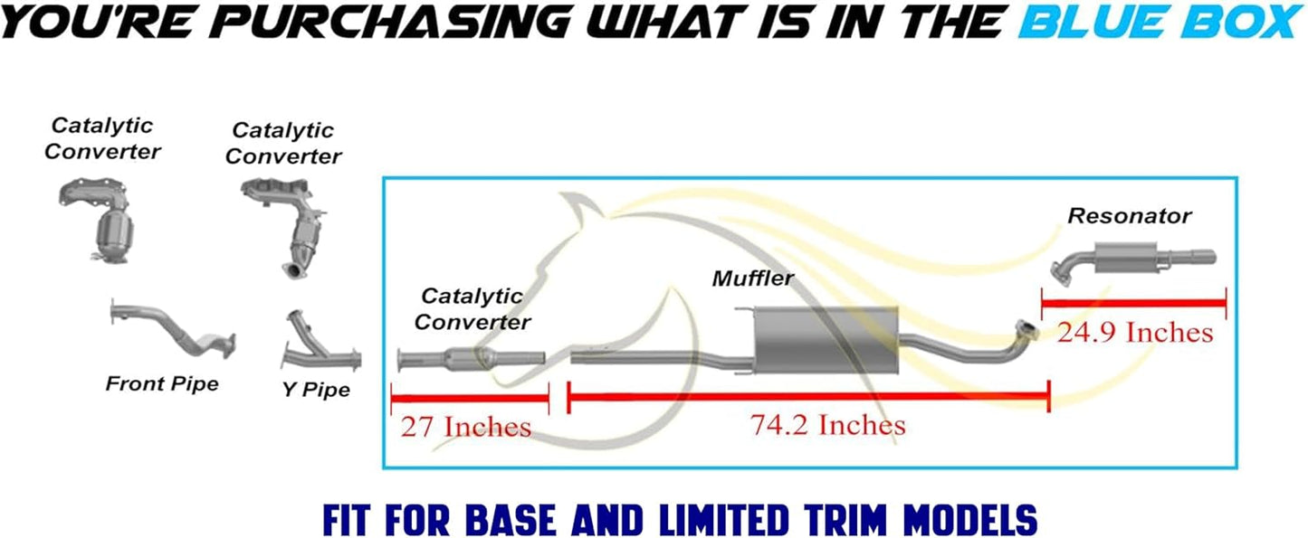 Catalytic Converter, Muffler and Resonator Pipe for 2004-2009 Toyota Highlander and Lexus RX350 3.3L 3.5L