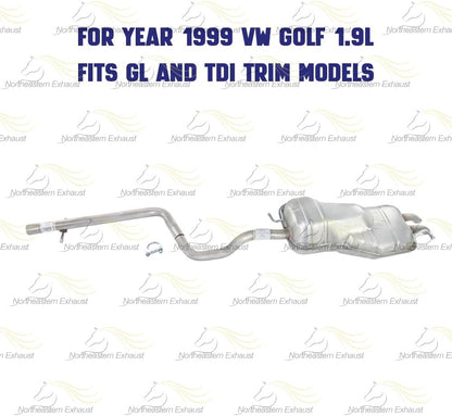 1999-2006 Volkswagen Beetle and Golf 1.9L Exhaust Intermediate Pipe and Muffler