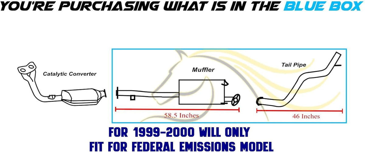 1996-2000 Toyota 4Runner 3.4L Muffler, Tail Pipe Exhaust System Kit | Federal Emissions