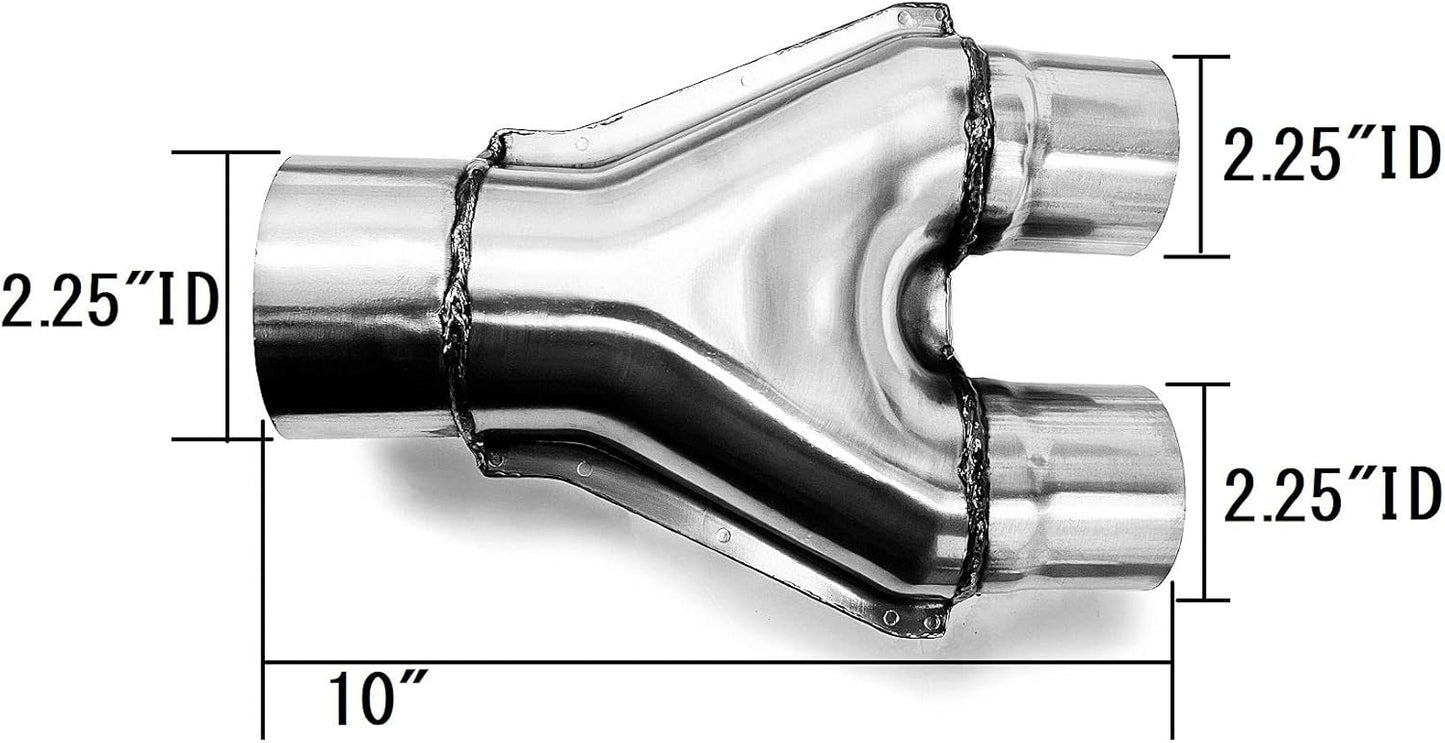 Colt Exhaust | Stainless Steel Universal Exhaust Stamped Y-Pipe | 2.5" Inch ID/OD (6 PACK) | 2" Inch ID/OD (6 PACK) | 2.25" Inch ID/OD | 2.5" Inch ID/OD | Automotive Replacement Part