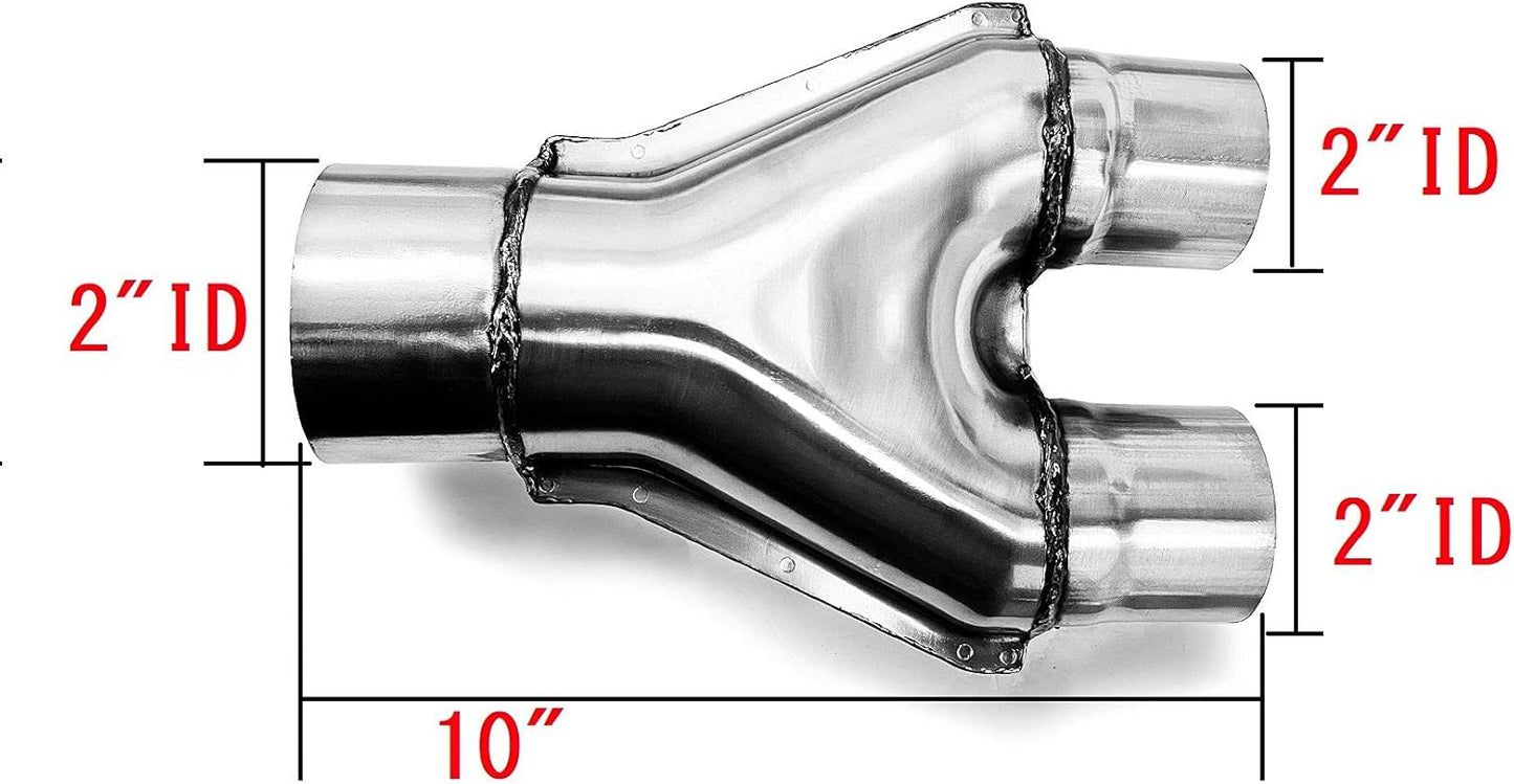 Colt Exhaust | Stainless Steel Universal Exhaust Stamped Y-Pipe | 2.5" Inch ID/OD (6 PACK) | 2" Inch ID/OD (6 PACK) | 2.25" Inch ID/OD | 2.5" Inch ID/OD | Automotive Replacement Part