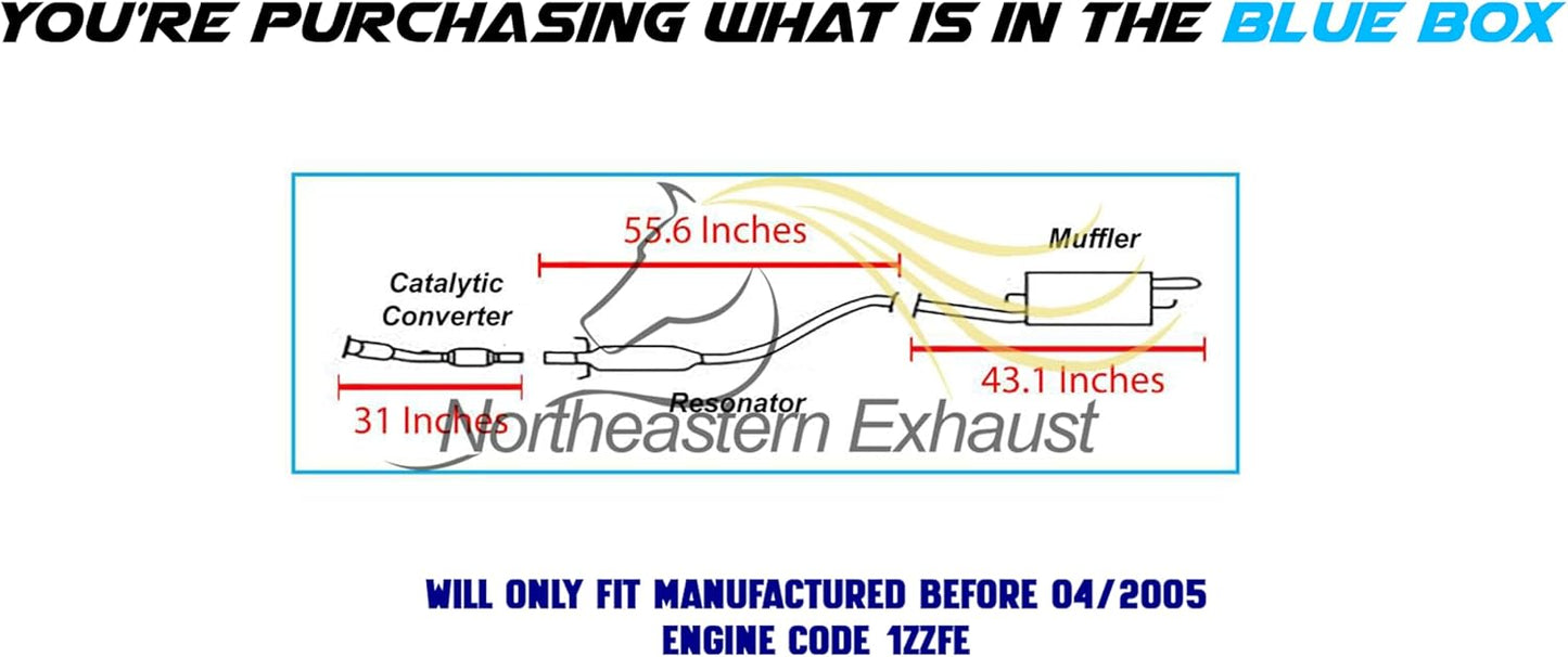 2003-2005 Toyota Corolla 1.8L Catalytic, Resonator Pipe and Muffler