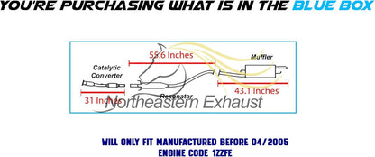 2003-2005 Toyota Corolla 1.8L Catalytic, Resonator Pipe and Muffler