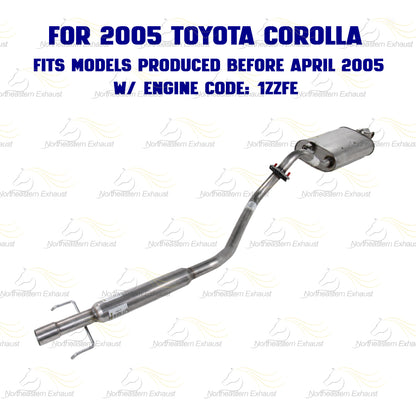 2003-2005 Toyota Corolla 1.8L Muffler Resonator Pipe Exhaust System Kit