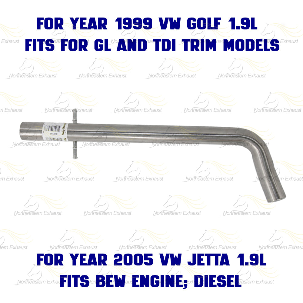 Exhaust Pipe for 1999-2006 Volkswagen Beetle & Golf and 1999-2005 Jetta 1.9L
