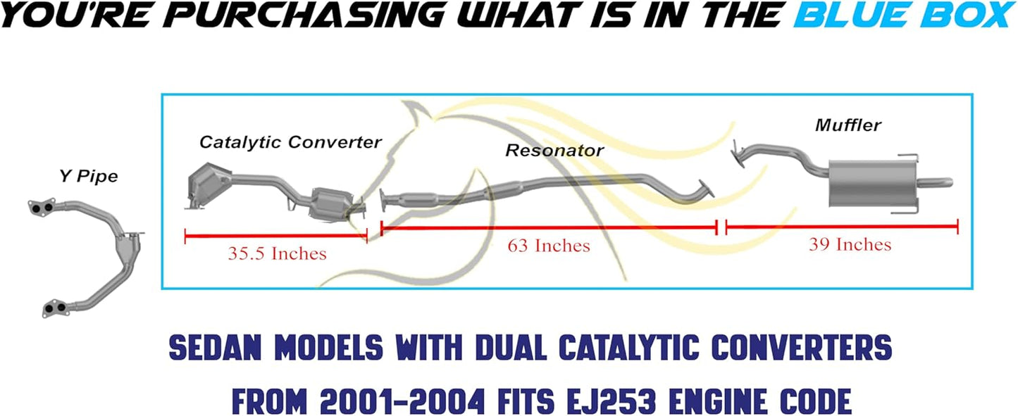 2000-2004 Subaru Legacy and Outback 2.5L Catalytic, Resonator Pipe and Muffler