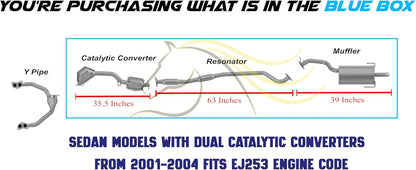 2000-2004 Subaru Legacy and Outback 2.5L Catalytic, Resonator Pipe and Muffler