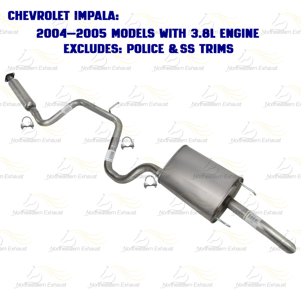 2003-2005 Chevrolet Impala and Monte Carlo 3.4L 3.8L Resonator, Intermediate Pipe and Muffler