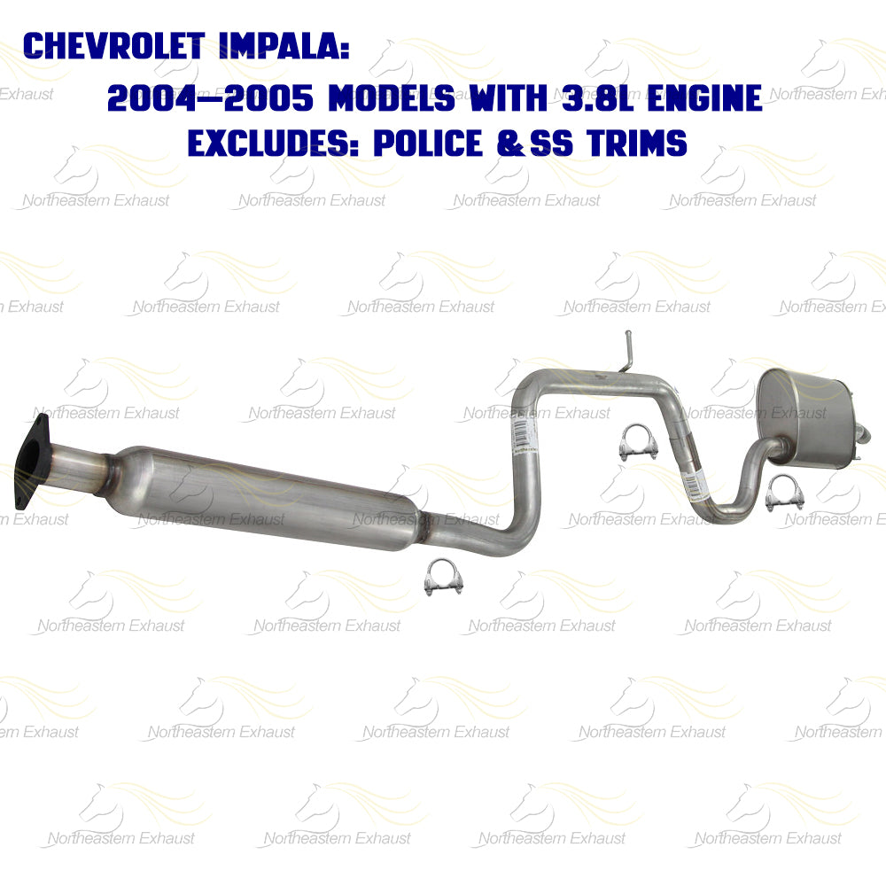 2003-2005 Chevrolet Impala and Monte Carlo 3.4L 3.8L Resonator, Intermediate Pipe and Muffler