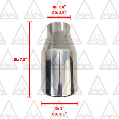 Stainless Steel Universal Exhaust Tips x6 - 2.5" ID, 3.5" OD, 7.3" Long