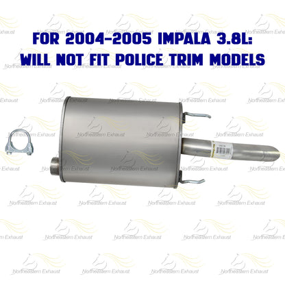 Northeastern Exhaust | Stainless Steel Exhaust Muffler Compatible for 2000-2005 Chevrolet Impala 3.4L, 3.8L | 2000-2005 Chevrolet Monte Carlo 3.4L | Free Clamp and Hangers Included