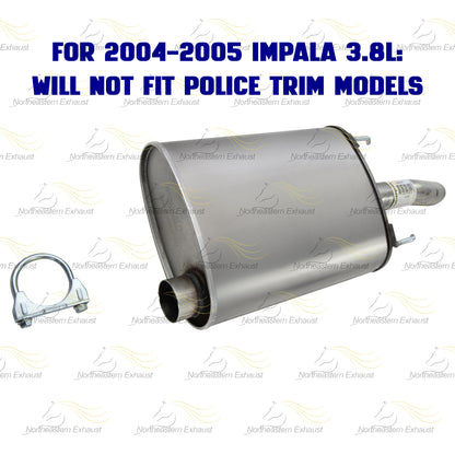 Northeastern Exhaust | Stainless Steel Exhaust Muffler Compatible for 2000-2005 Chevrolet Impala 3.4L, 3.8L | 2000-2005 Chevrolet Monte Carlo 3.4L | Free Clamp and Hangers Included