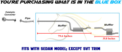 2000-2004 Ford Focus 2.0L Exhaust Resonator Pipe and Muffler