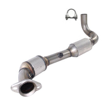 Stainless steel driver-side catalytic converter for Lincoln Mark LT 2006 5.4L with a free clamp included, displayed on a white background.