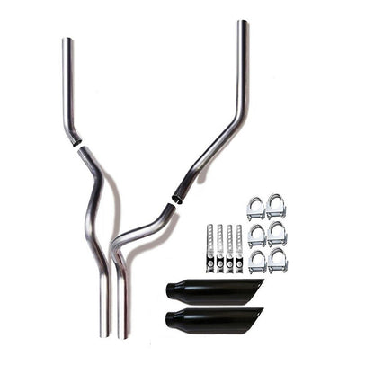 1987–2002 Chevrolet Silverado/C/K 1500 and 2500 Dual 2.5'' Mandrel-Bent Exhaust Pipe with  Black Tips for Gas Models