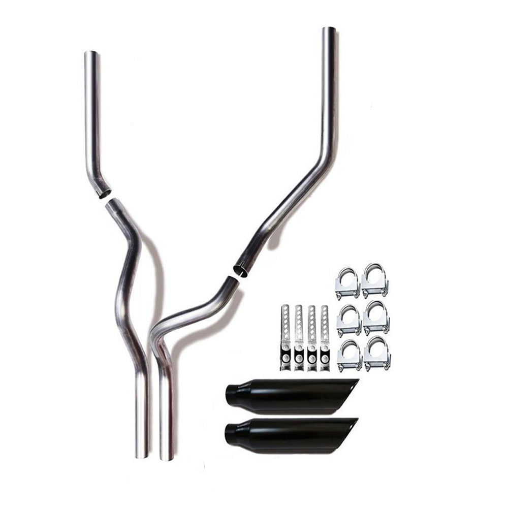 1987–2002 GMC Sierra/C/K 1500 and 2500 Dual 2.5'' Mandrel-Bent Exhaust Pipe with Black Tips for Gas Models