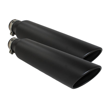 Pair of Universal Black Coated Exhaust Tips ( 2.5" ID x 4" OD x 18" Long )