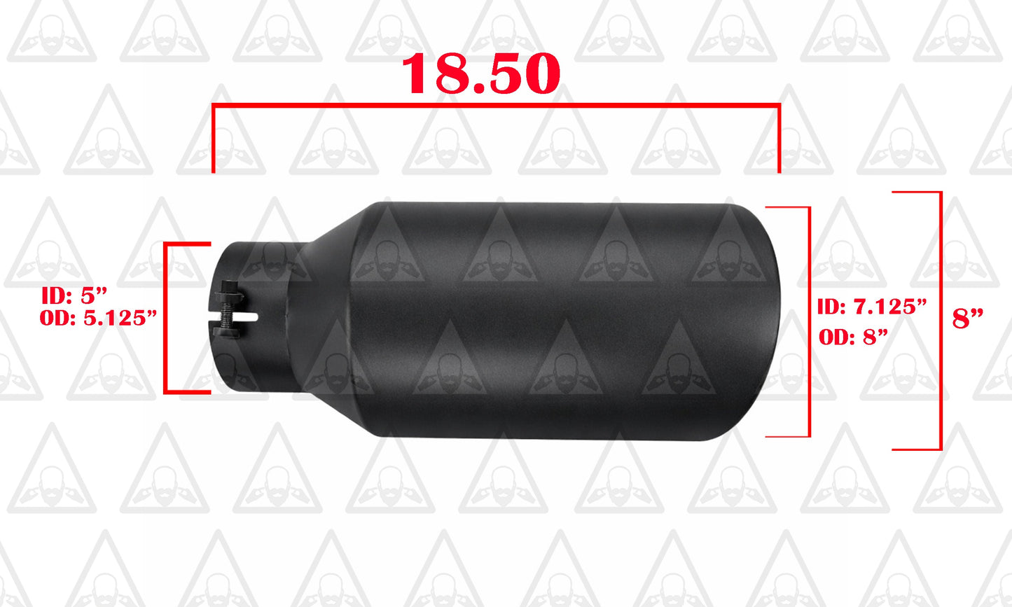Colt Exhaust High Temperature Black Coated Diesel Truck Bolt On Exhaust Tip (5" x 7" x 15")