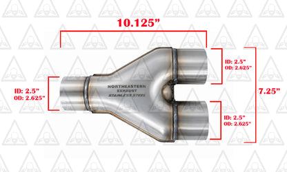 Stainless Steel Universal Exhaust Stamped Y Pipe | 2.5" Inch ID/OD (6 PACK) | 2" Inch ID/OD (6 PACK) | 2.25" Inch ID/OD | 2.5" Inch ID/OD