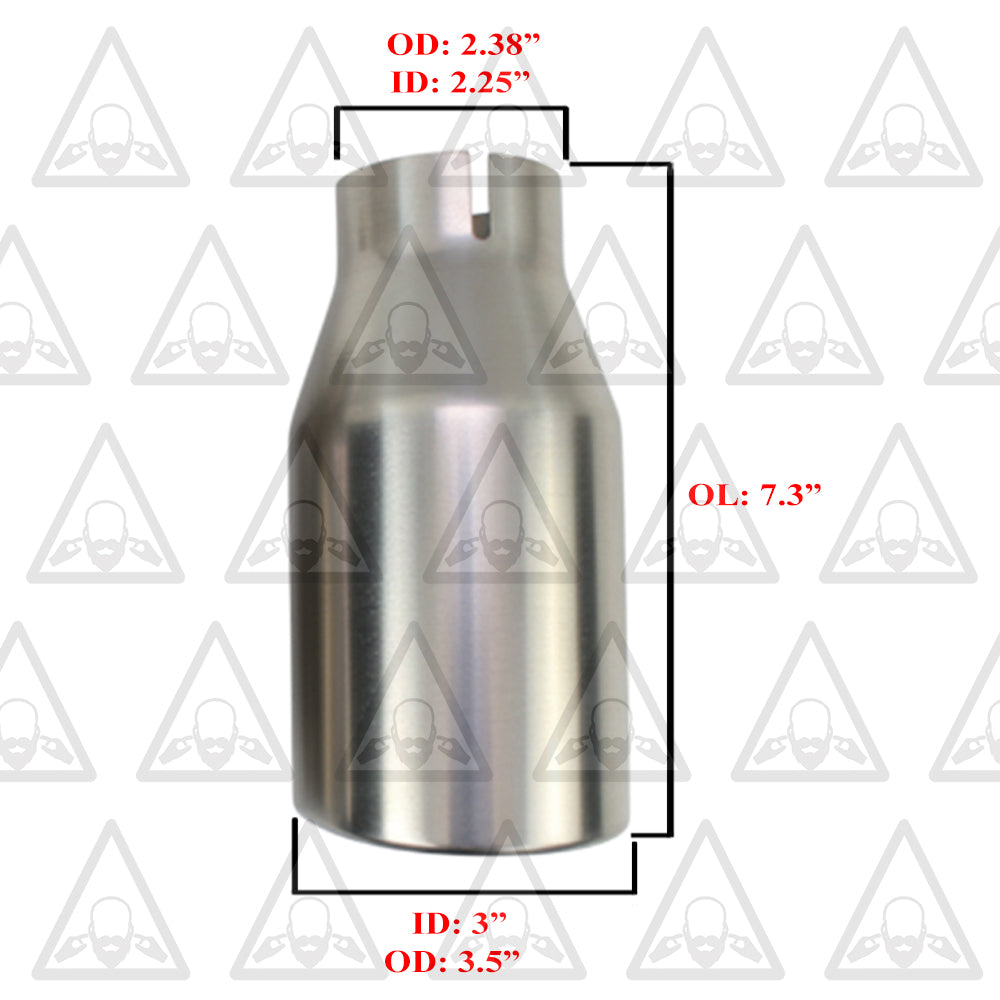 Stainless Steel Universal Exhaust Tips with Clamps x6 - 2.25" ID, 3.5" OD, 7.3" Long