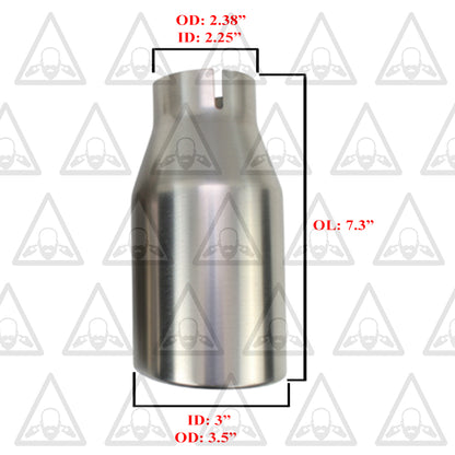 Pair of Stainless Steel Universal Exhaust Tips 2.25" ID, 3.5" OD, 7.3" Long