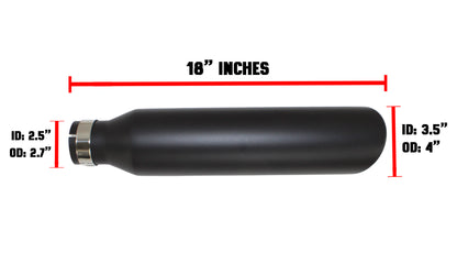 Pair of Universal Black Coated Exhaust Tips ( 2.5" ID x 4" OD x 18" Long )
