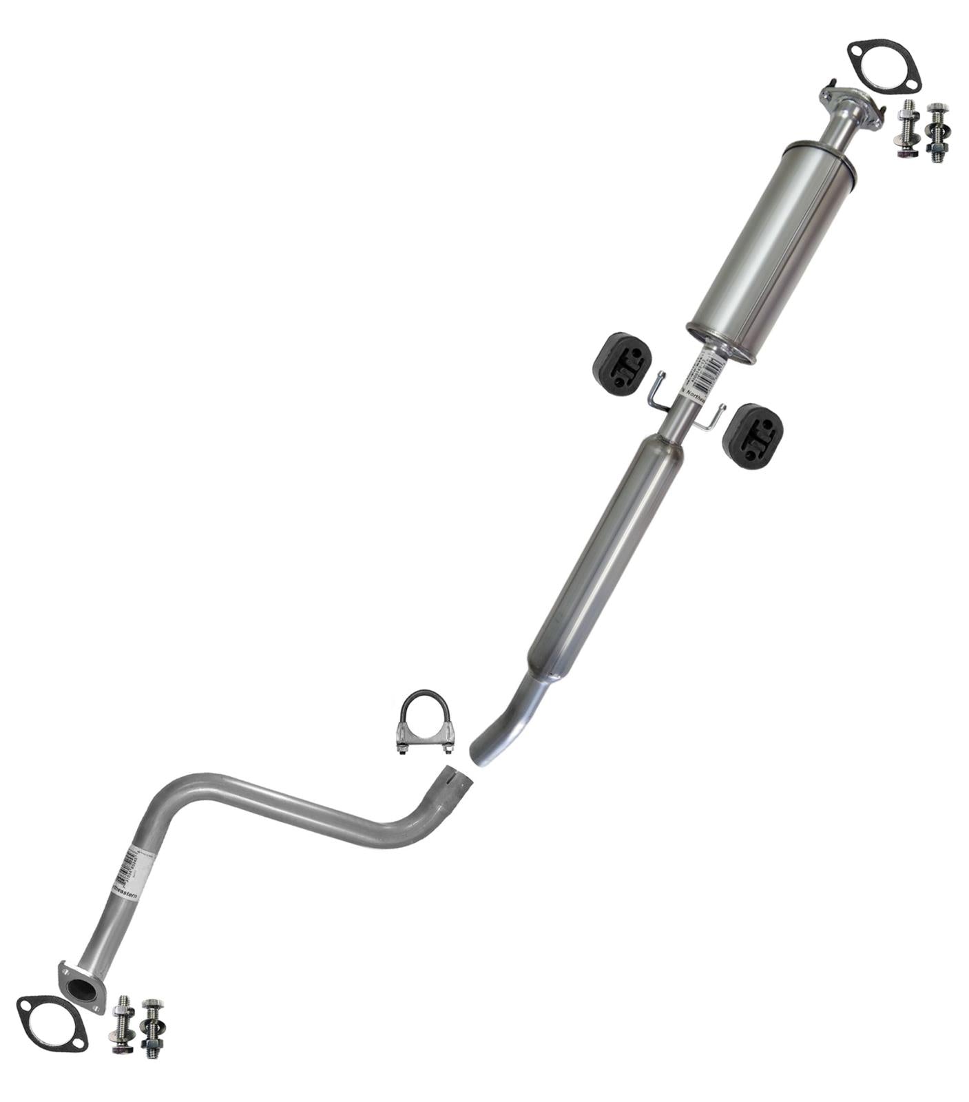 Northeastern Exhaust | Stainless Steel Exhaust Resonator Pipe Assembly Compatible for Chevrolet Aveo 2004-2008 1.6L | Chevrolet Aveo5 2007-2008 1.6L | Free Gaskets, Hangers, Clamp, and Bolts & Nuts Included | Automotive Replacement Part