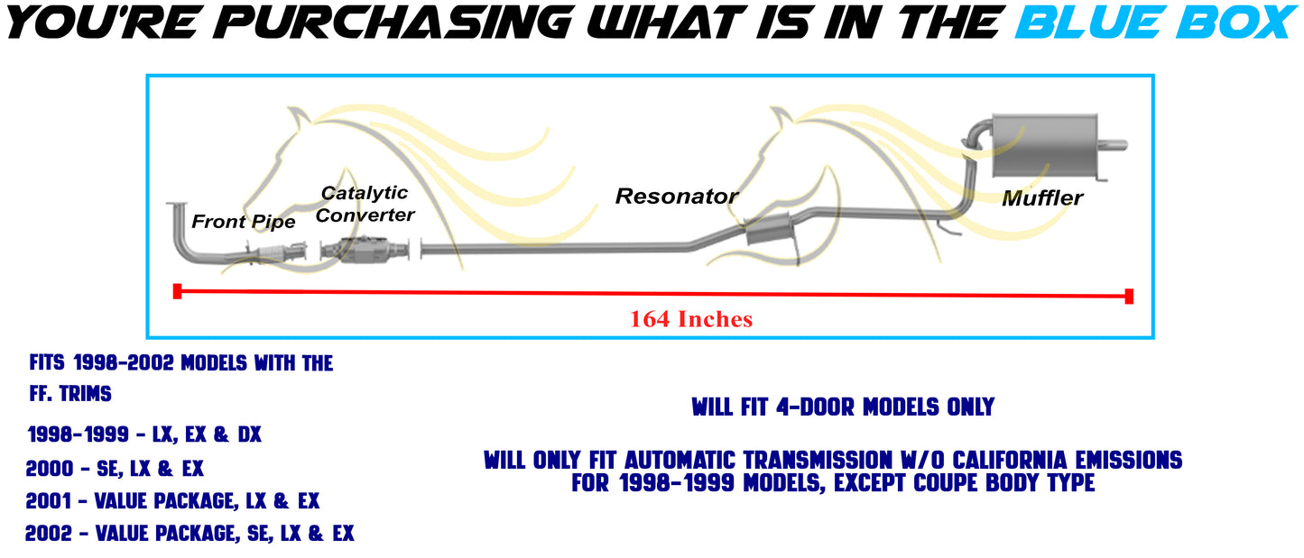 1998-2002 Honda Accord 2.3L Complete Exhaust System with Catalytic Converter