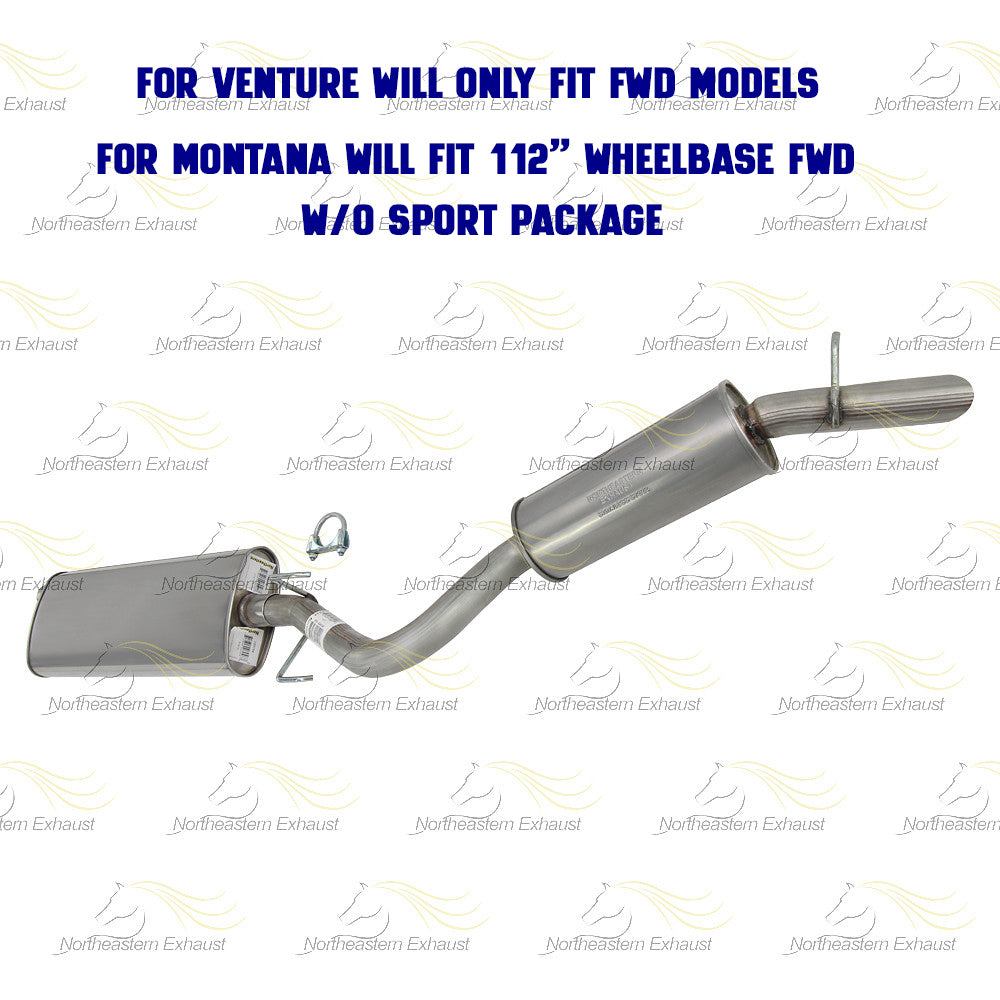 Exhaust Muffler and Resonator Pipe for 2002-2004 Chevrolet Venture/Pontiac Montana 3.4L