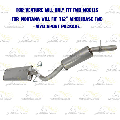 Exhaust Muffler and Resonator Pipe for 2002-2004 Chevrolet Venture/Pontiac Montana 3.4L