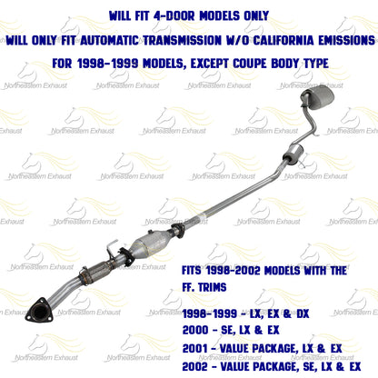 1998-2002 Honda Accord 2.3L Complete Exhaust System with Catalytic Converter