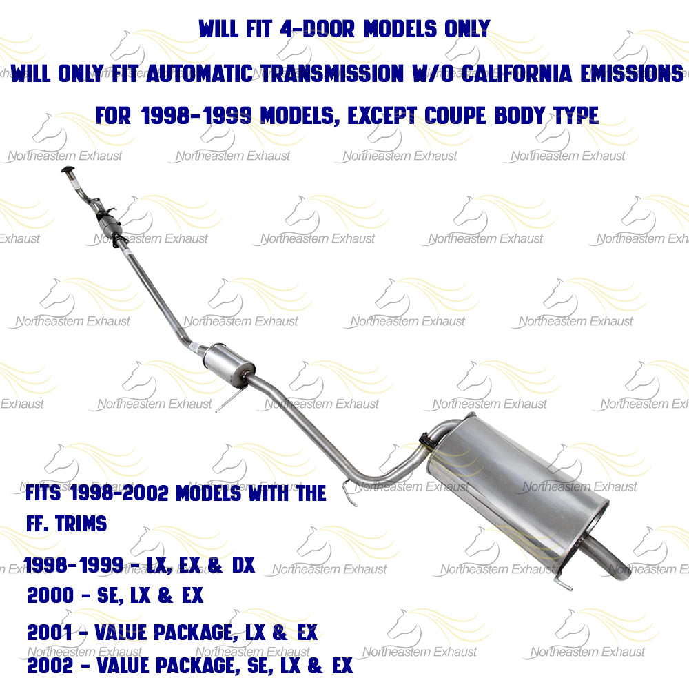 1998-2002 Honda Accord 2.3L Complete Exhaust System with Catalytic Converter