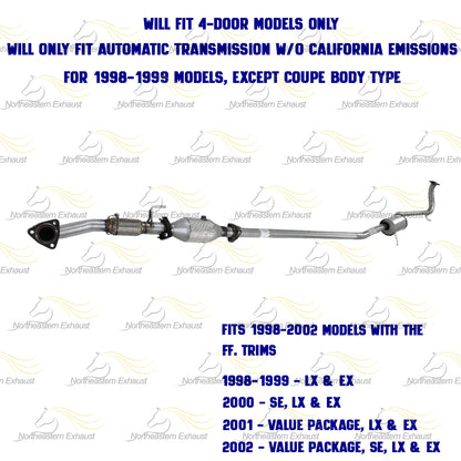 1998-2002 Honda Accord 2.3L Exhaust Front Pipe w/ Catalytic Converter Resonator Kit | SEDAN